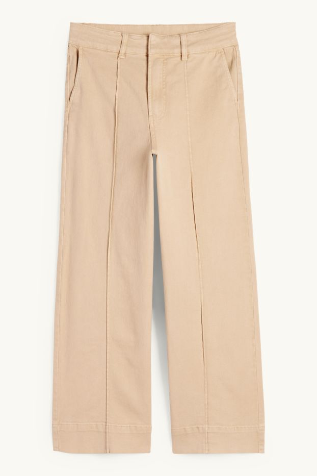 Dames - Pantalon - high waist - wide leg - beige