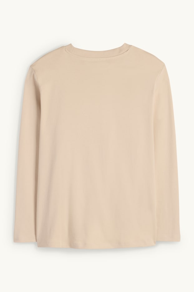 Damen - Langarmshirt - hellbeige