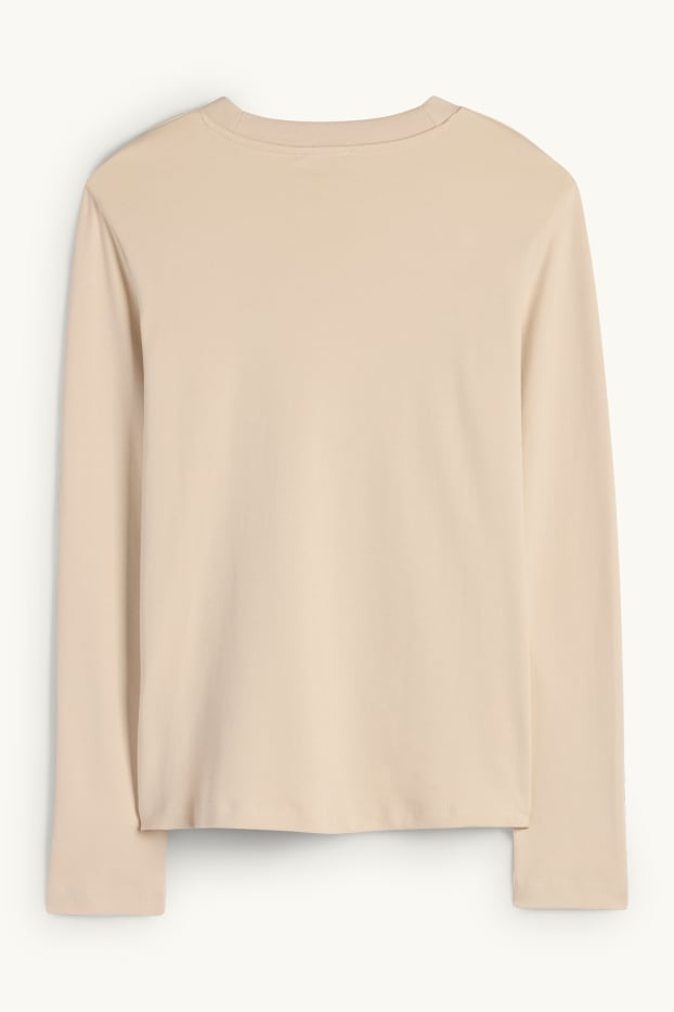 Damen - Langarmshirt - hellbeige