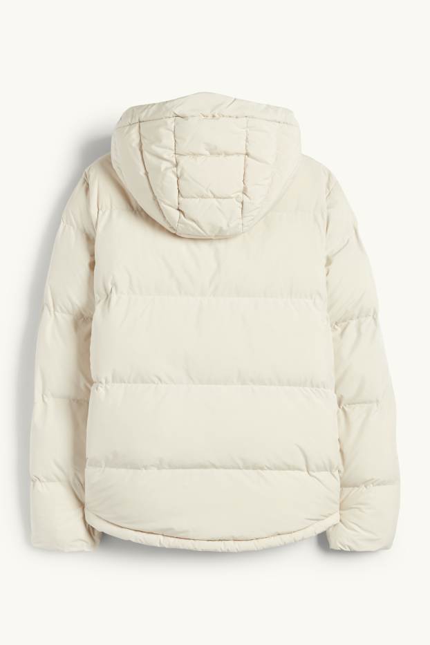 Dames - Jas met stiksels met capuchon - waterafstotend - licht beige