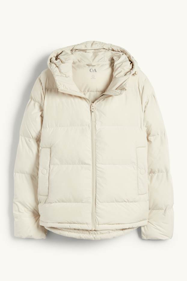 Dames - Jas met stiksels met capuchon - waterafstotend - licht beige