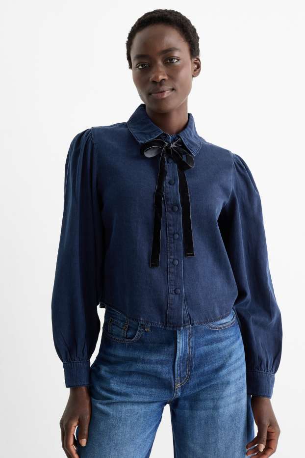 Damen - Jeansbluse - dunkeljeansblau