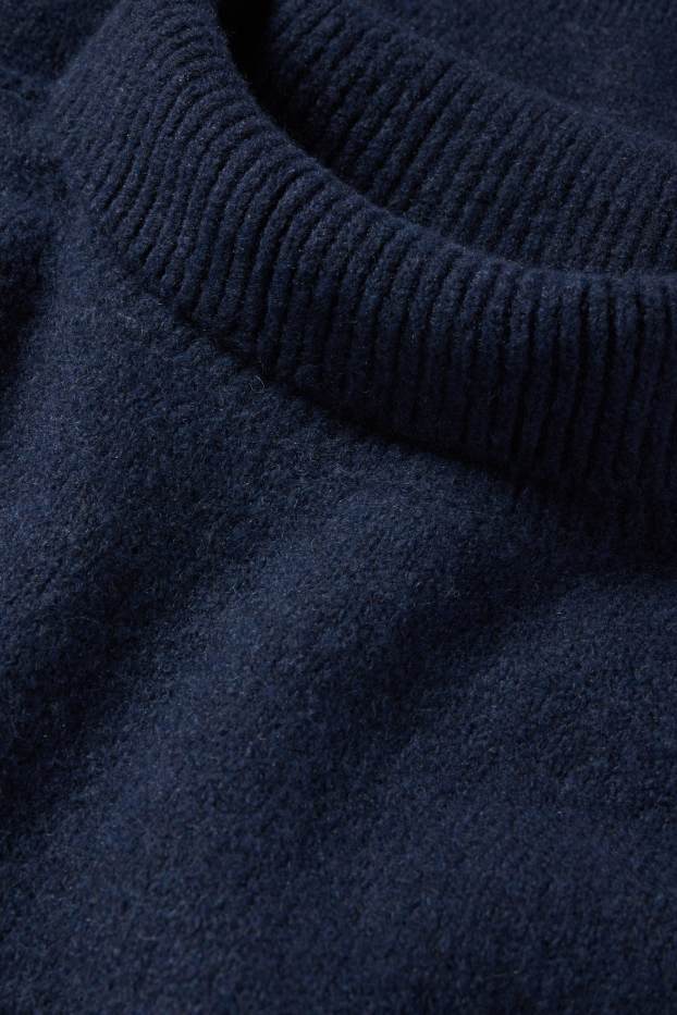 Dames - Gebreide jurk - donkerblauw