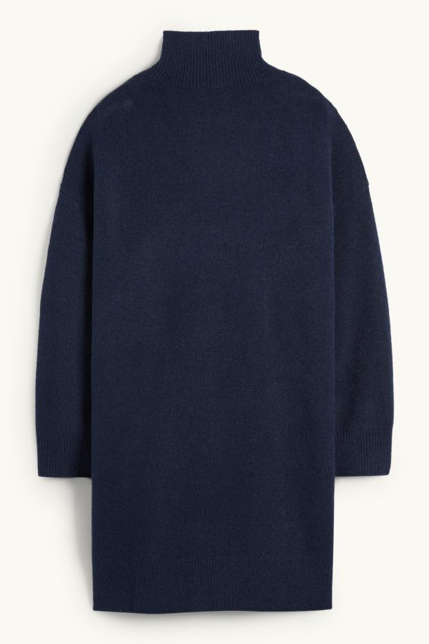 Dames - Gebreide jurk - donkerblauw