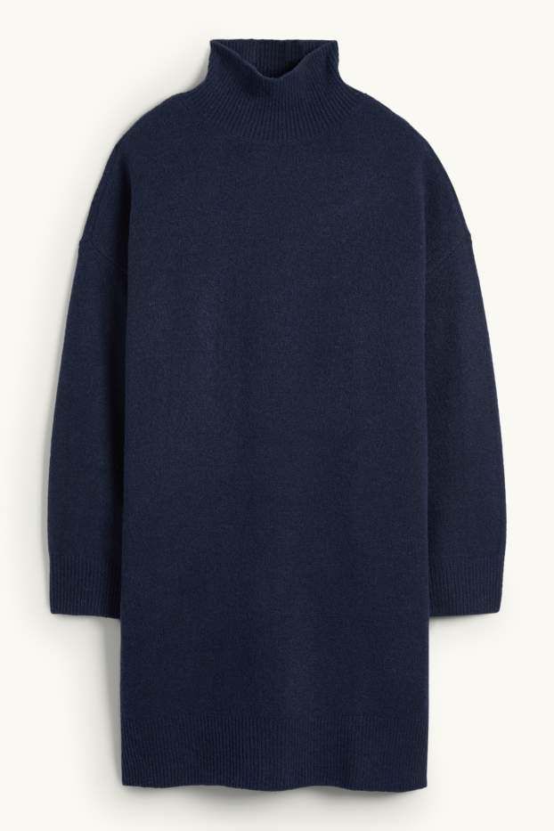 Dames - Gebreide jurk - donkerblauw