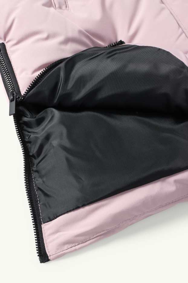 Děti - dívky - Prošívaný kabát s kapucí - z vodoodpudivého materiálu - růžová