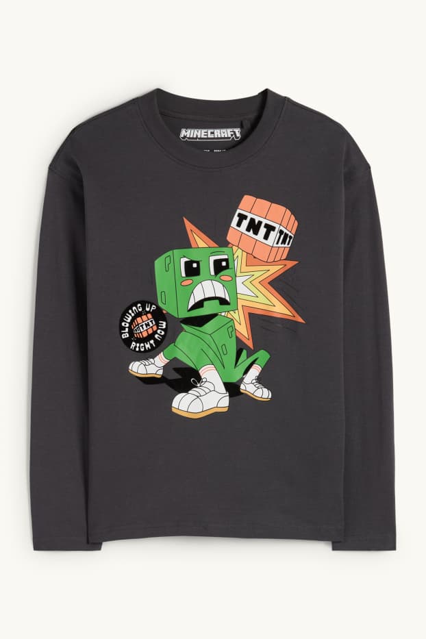 Bambini - Minecraft - maglia a maniche lunghe - grigio scuro
