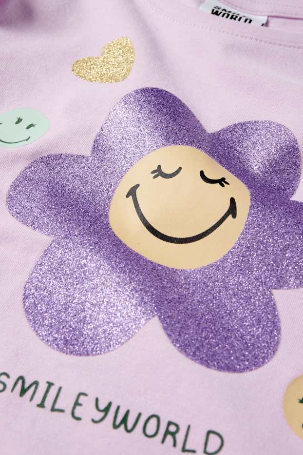 Enfants filles - SmileyWorld® - haut à manches longues - finition brillante - violet clair