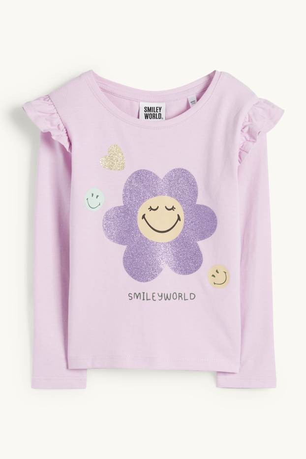 Enfants filles - SmileyWorld® - haut à manches longues - finition brillante - violet clair