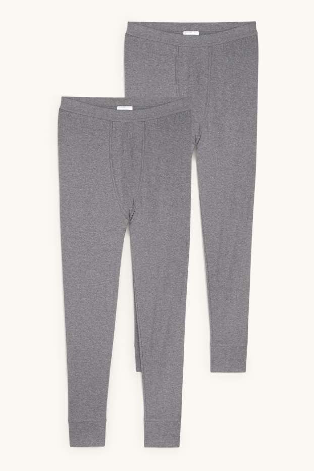 Uomo - Confezione da 2 - calzamaglia intima - a coste fini - grigio