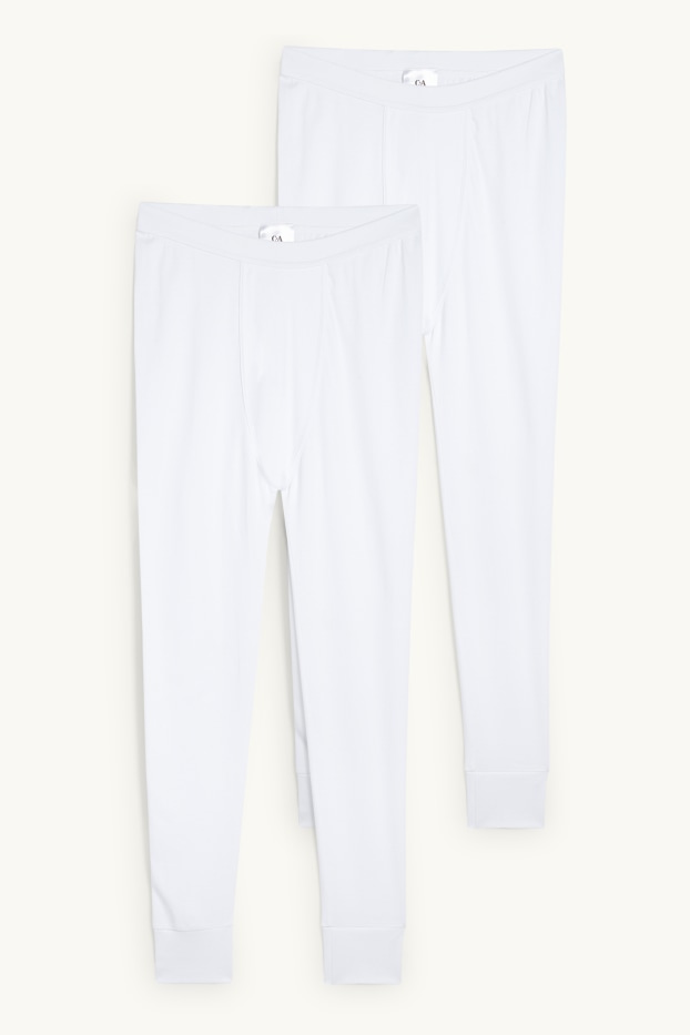 Herren - Multipack 2er - Lange Unterhose - Feinripp - weiss