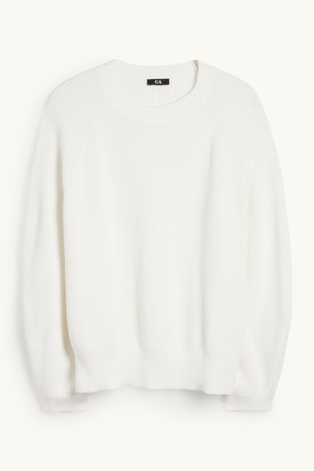 Women - Jumper - ribbed - white