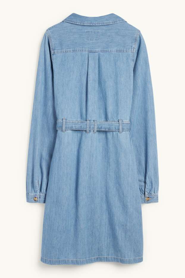 Damen - Jeans-Blusenkleid - jeansblau