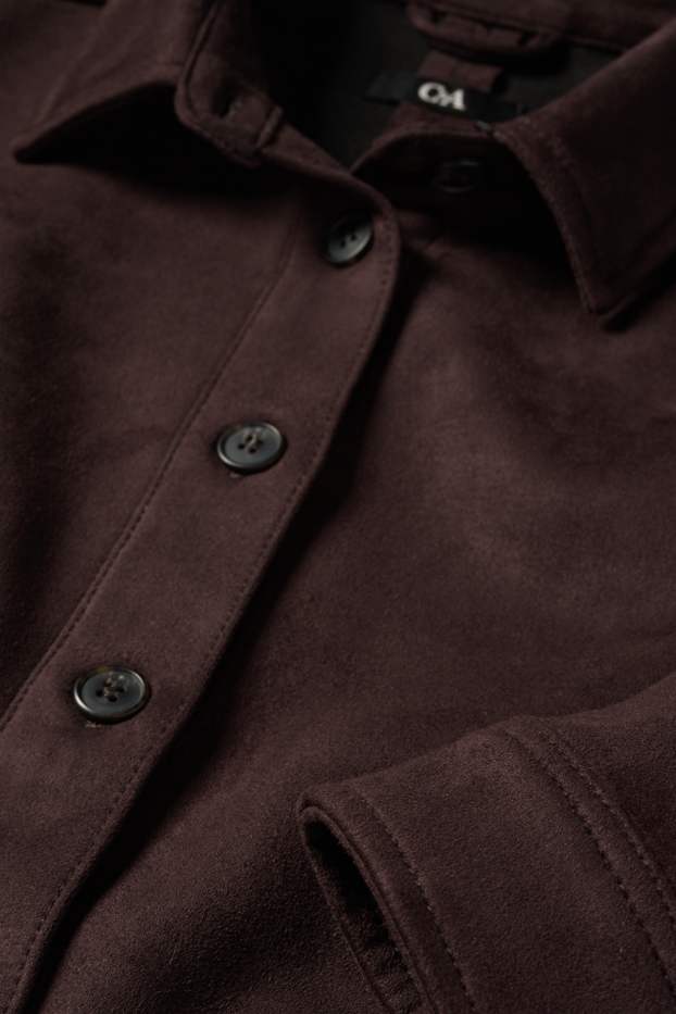 Femmes - Veste-chemise - faux suède - marron foncé