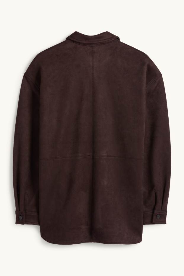 Femmes - Veste-chemise - faux suède - marron foncé