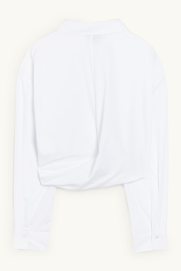 Femmes - Chemisier court avec nœud - blanc