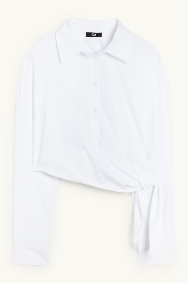 Femmes - Chemisier court avec nœud - blanc