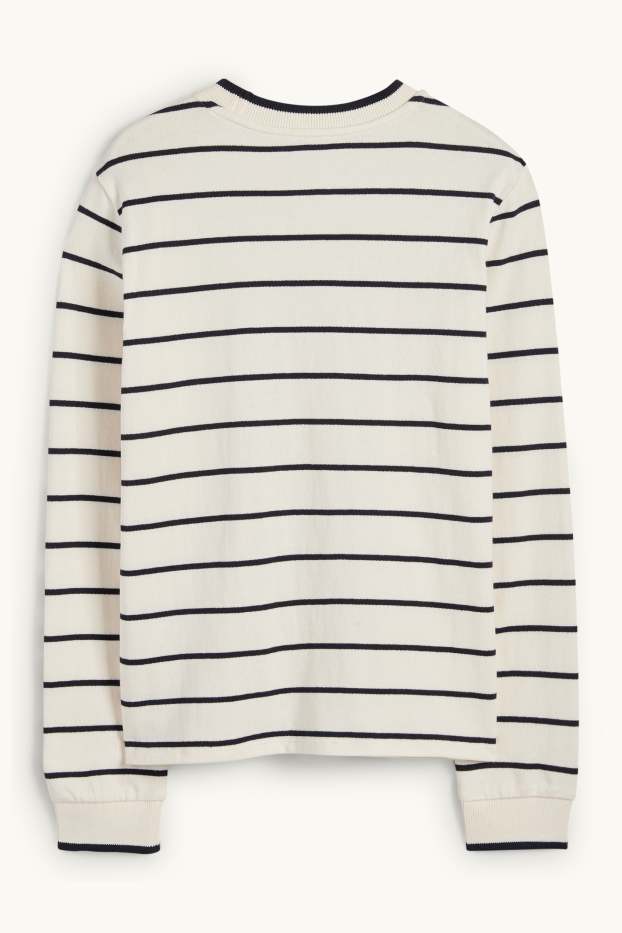 Damen - Feinstrick-Pullover - gestreift - cremeweiß