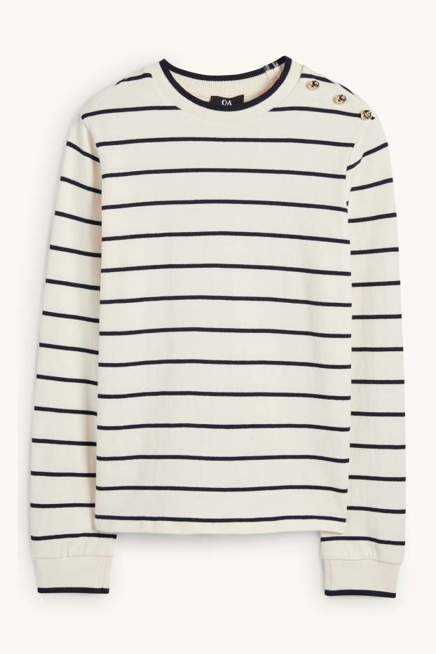 Damen - Feinstrick-Pullover - gestreift - cremeweiß