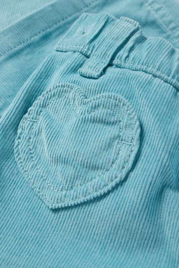 Copii - Fete - Inimă - pantaloni din catifea reiată - turcoaz
