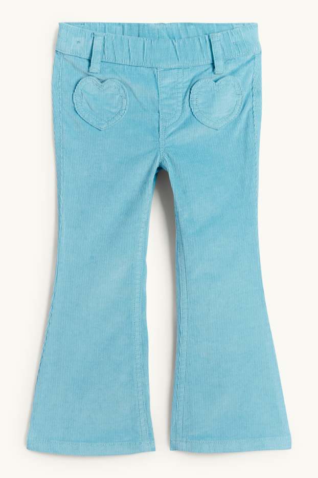 Copii - Fete - Inimă - pantaloni din catifea reiată - turcoaz