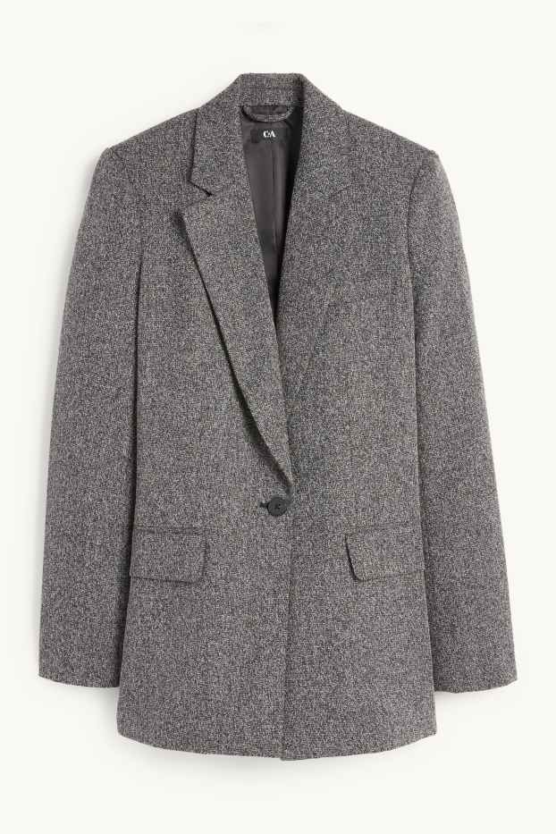 Femmes - Blazer long - regular fit - gris foncé