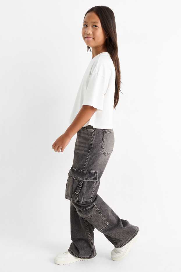 Children Girls - Cargo jeans - denim-gray