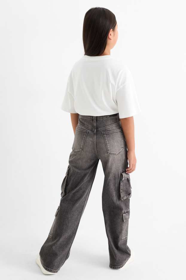 Children Girls - Cargo jeans - denim-gray