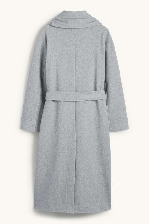 Femei - Set - palton și fular - 2 piese - gri deschis