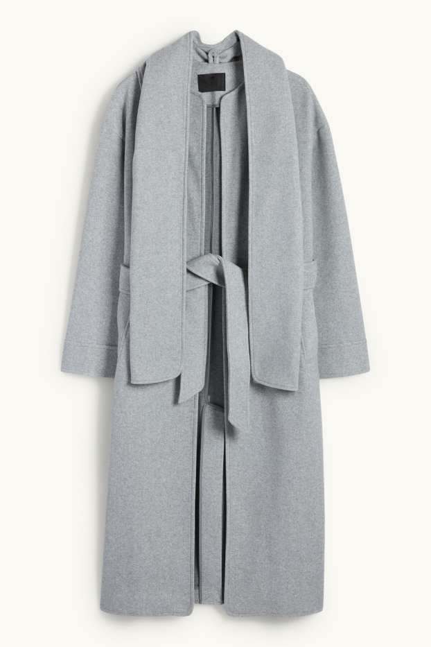 Femei - Set - palton și fular - 2 piese - gri deschis