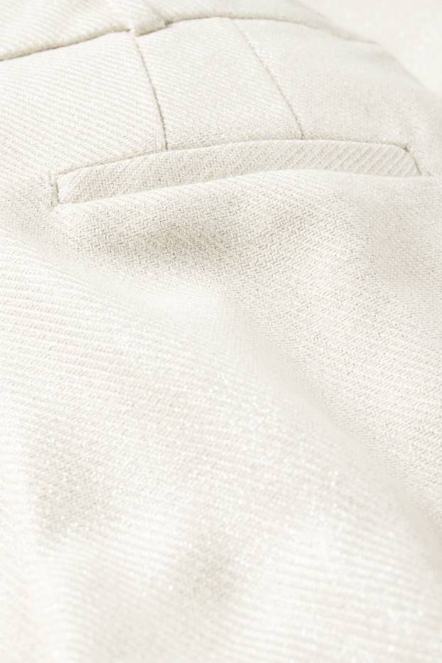 Femmes - Pantalon de bureau - high waist - relaxed fit - finition texturée - beige clair