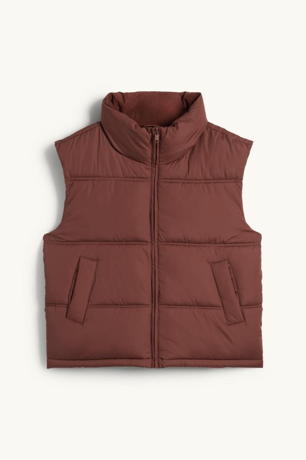 Women - Quilted gilet - brown