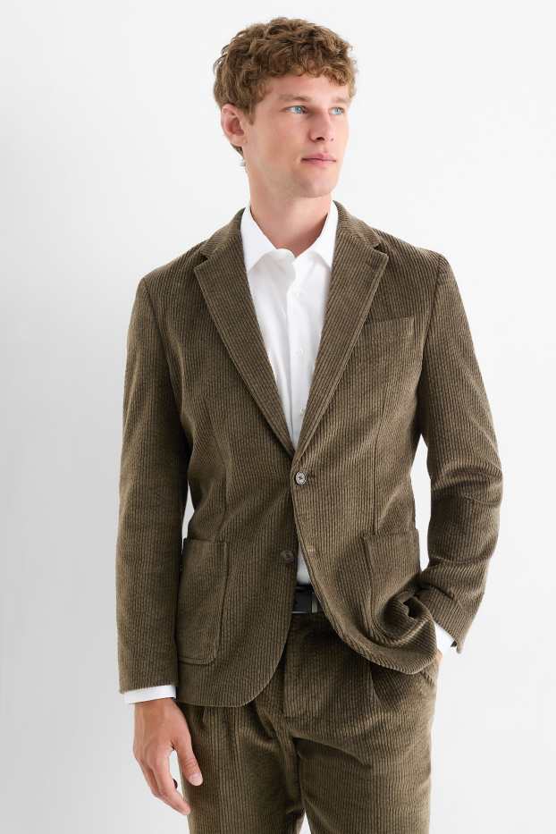 Herren - Cord-Baukasten-Sakko - Regular Fit - Stretch - dunkelgrün