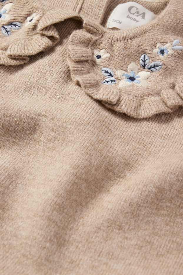 Baby Mädchen - Blümchen - Baby-Pullover - beige