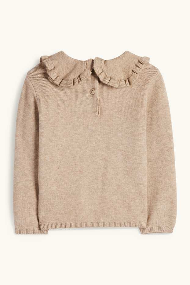 Baby Mädchen - Blümchen - Baby-Pullover - beige