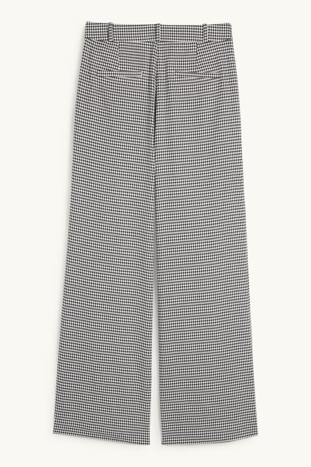 Femmes - Pantalon de bureau - high waist - loose fit - à carreaux - noir / blanc