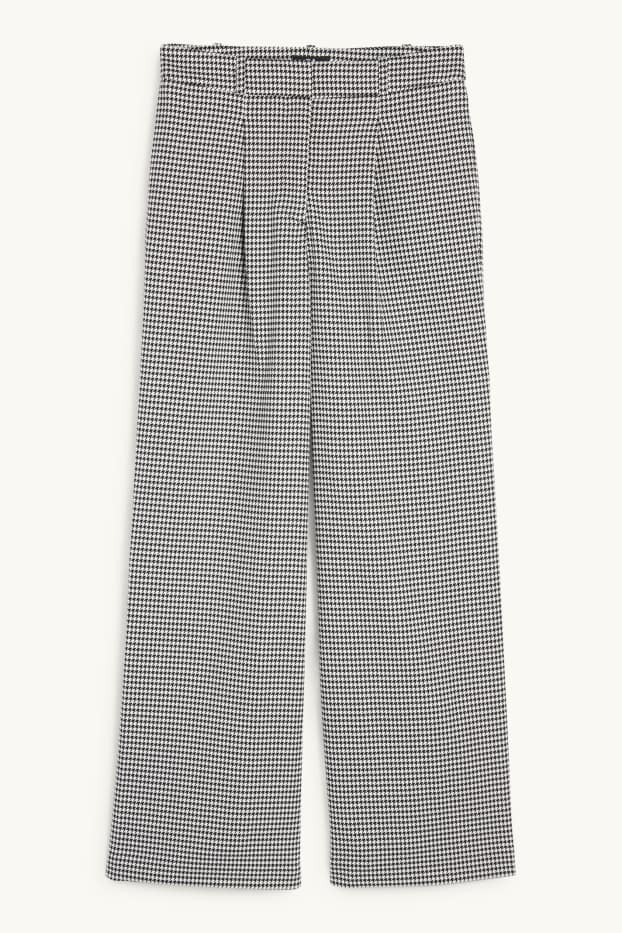 Femmes - Pantalon de bureau - high waist - loose fit - à carreaux - noir / blanc