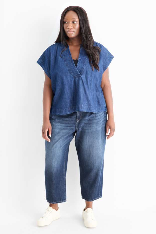 Femmes - Barrel jean - high waist - jean bleu