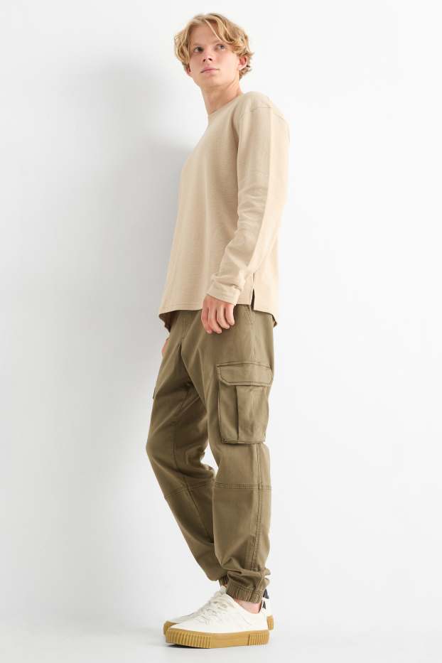 Hommes - Pantalon cargo - tapered fit - LYCRA® - vert
