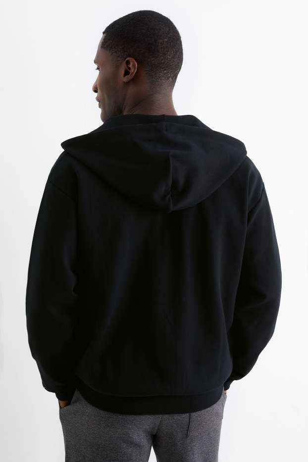 Uomo - Felpa con zip e cappuccio - nero