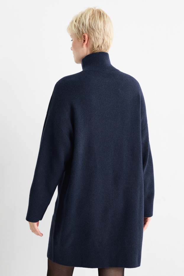 Dames - Gebreide jurk - donkerblauw