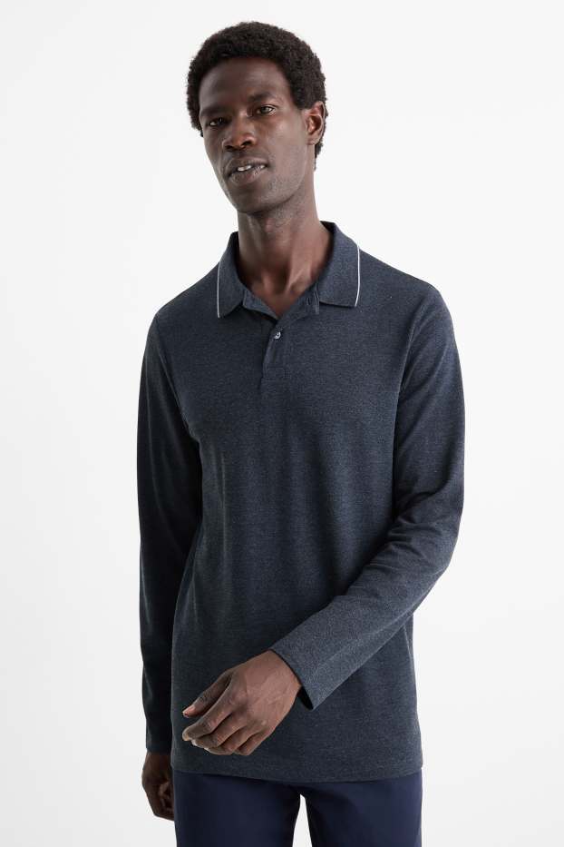 Hommes - Polo - slim fit - bleu foncé