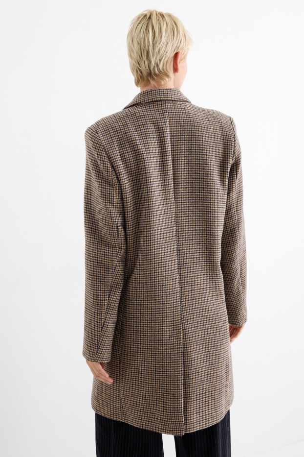 Dames - Mantel - geruit - bruin