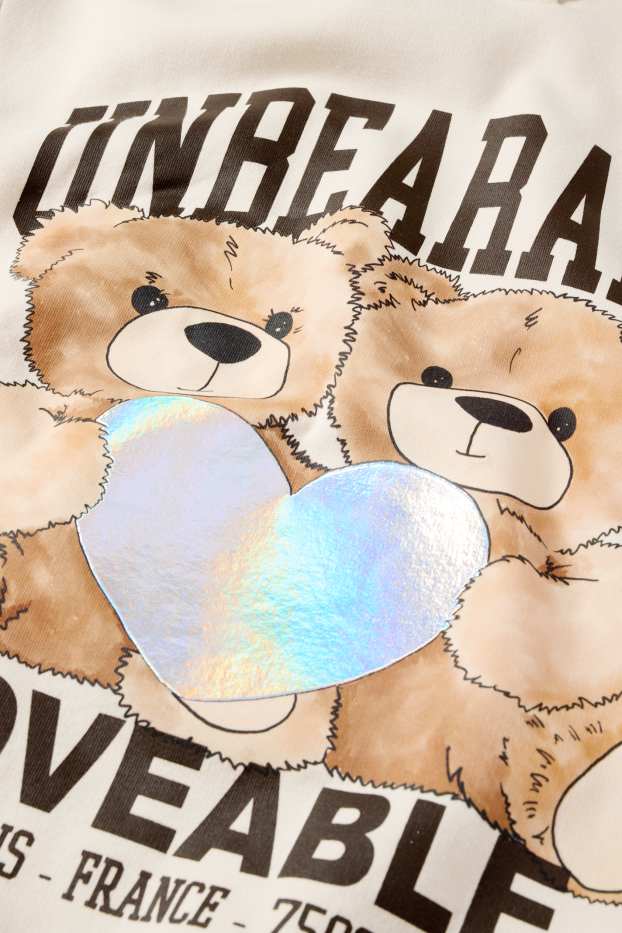 Kinder Mädchen - Teddybär - Hoodie - hellbeige