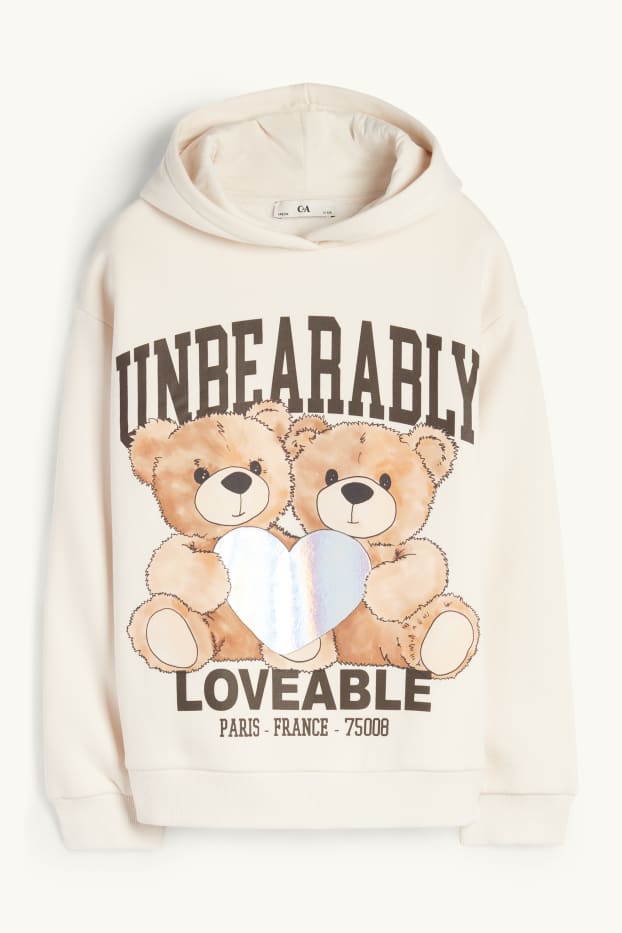 Kinder Mädchen - Teddybär - Hoodie - hellbeige