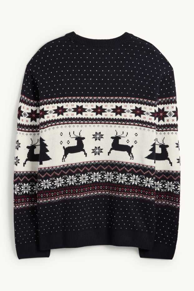 Men - Christmas jumper - reindeer - dark blue