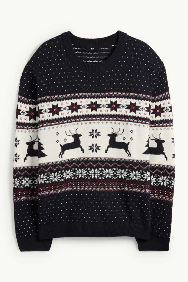 Men - Christmas jumper - reindeer - dark blue
