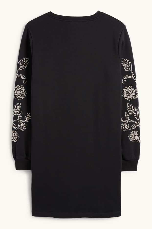 Women - Sweatshirt dress - straight fit - black