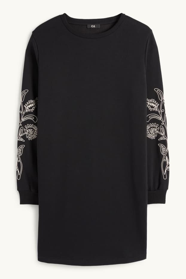 Women - Sweatshirt dress - straight fit - black