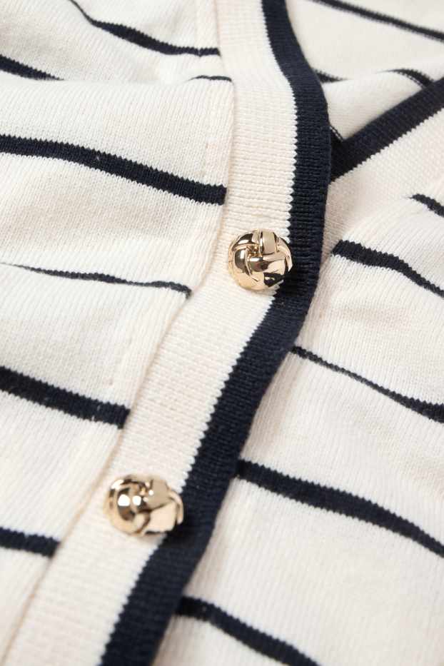 Dames - Vest - gestreept - crème wit